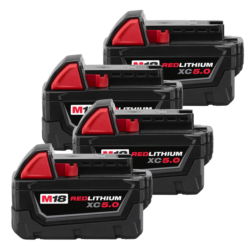 Milwaukee M18 Redlithium XC 5.0Ah Extended Capacity Battery, 4-Pack