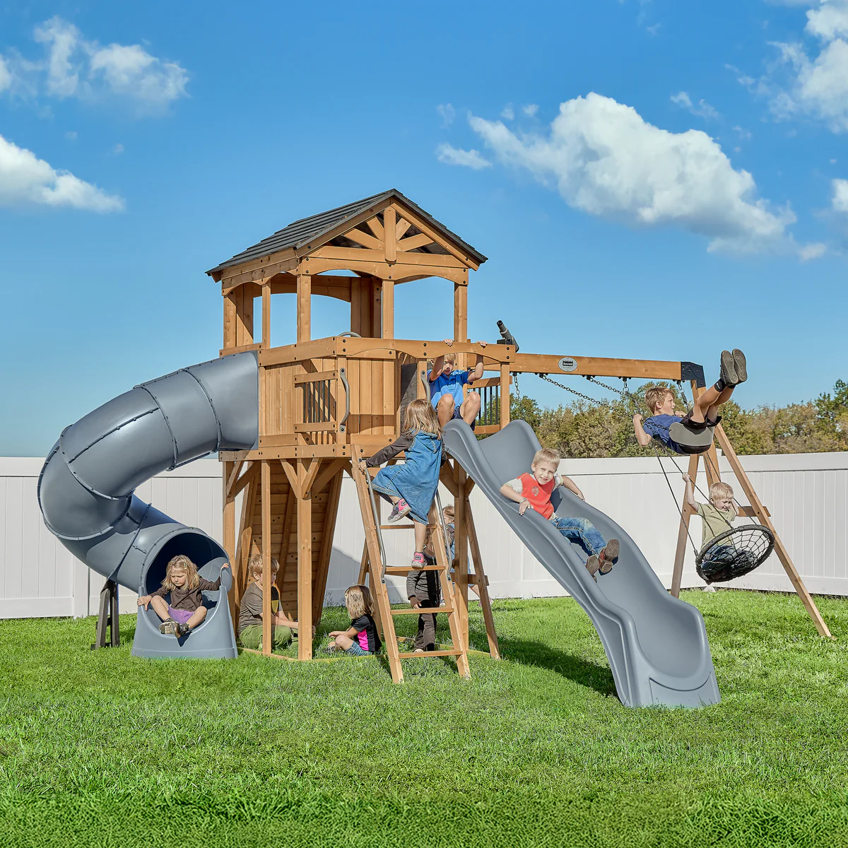 Dover Bay with Spiral Tube Slide Swing Set