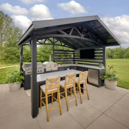 Langston Outdoor Kitchen with Refrigerator and Built-In Appliance Unit