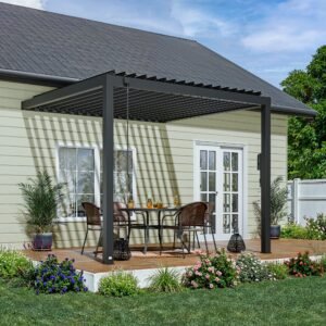 10x10 Evanston Wall Mounted Louvered Pergola