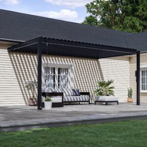 18x10 Evanston Wall Mounted Louvered Pergola