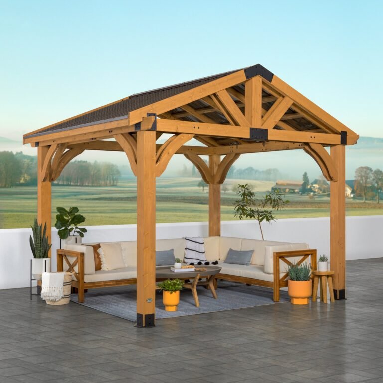 12×10 Arlington Gazebo with Electric – Lt Brown