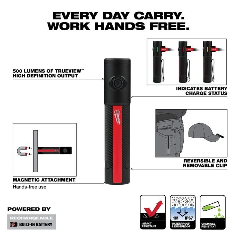 Milwaukee 2011R Rechargeable 500-Lumens Everyday Carry Flashlight w/ Magnet