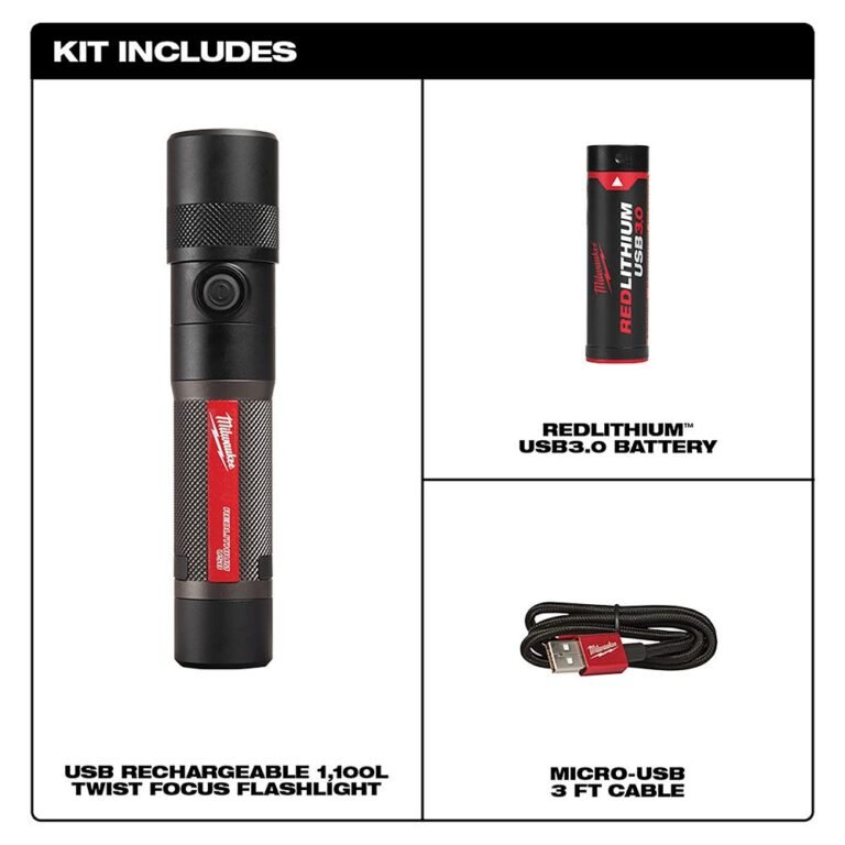 Milwaukee 2161-21 USB Rechargable 1100-Lumen Twist Focus Flashlight