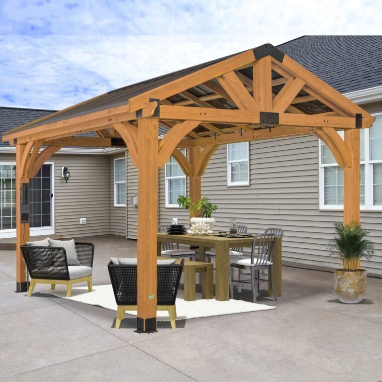 12×12 Arlington Gazebo with Electric – Lt Brown
