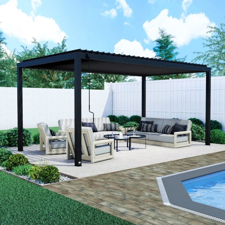 18×10 Sarasota Steel Louvered Pergola