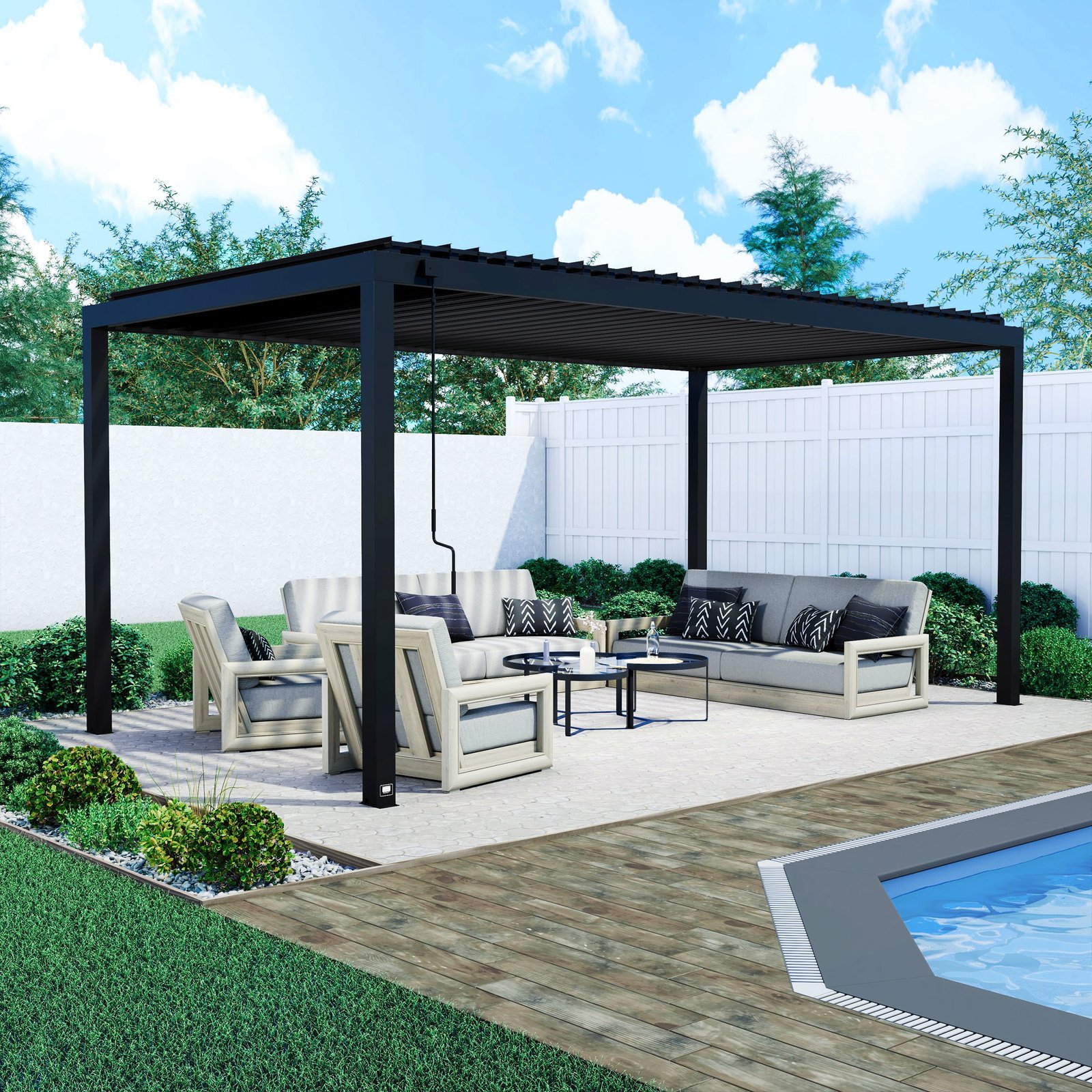 18×10 Sarasota Steel Louvered Pergola