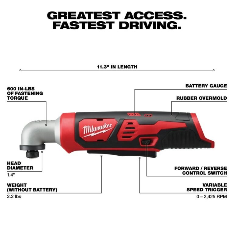 Milwaukee 2467-20 M12 1/4″ Hex Right Angle Impact Driver, Tool Only