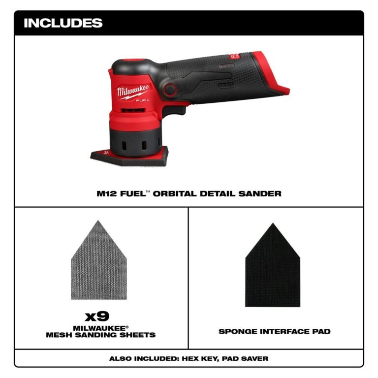 Milwaukee 2531-20 M12 FUEL Orbital Detail Sander, Tool Only