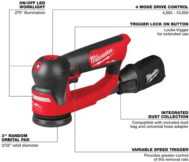 Milwaukee 2535-20 M12 FUEL 3 in. Random Orbital Detail Sander, Tool Only