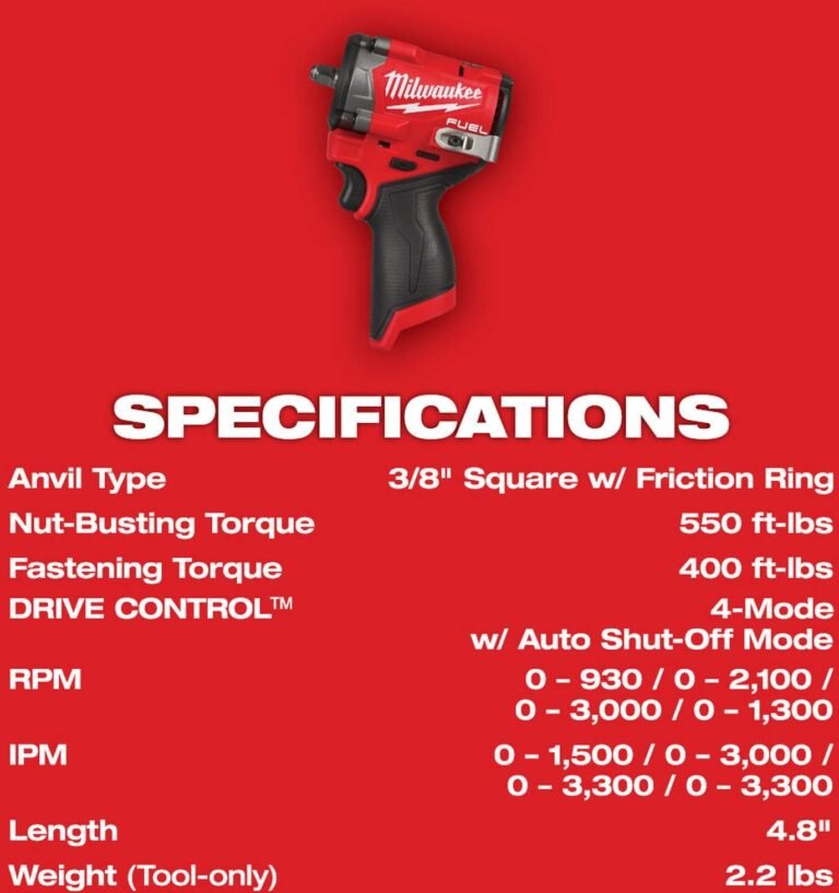 Milwaukee 2562-20 M12 FUEL Stubby 3/8 in. Impact Wrench, Tool Only