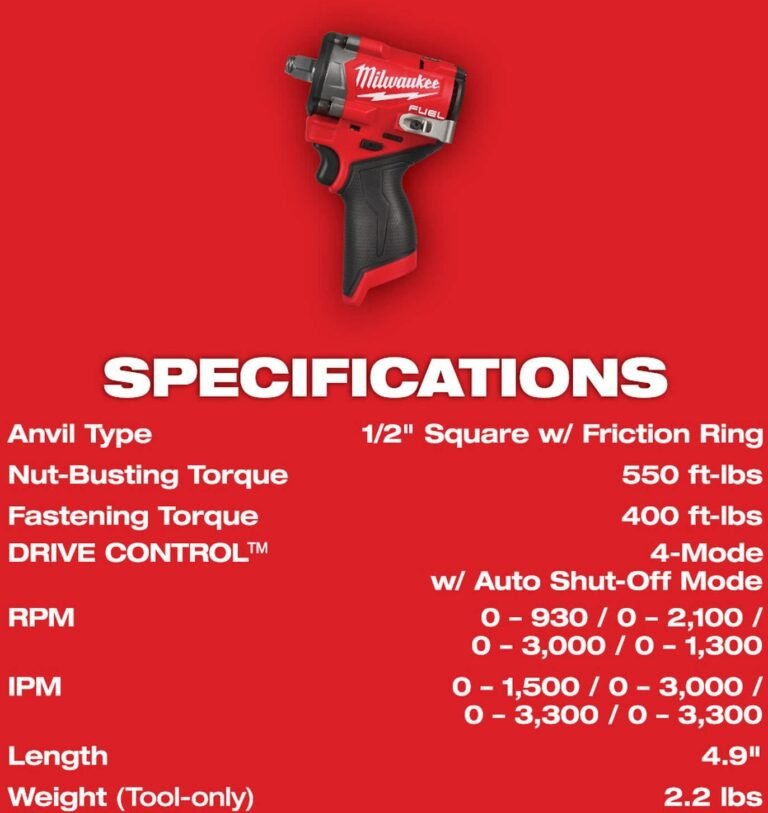 Milwaukee 2563-20 M12 FUEL Stubby 1/2 in. Impact Wrench, Tool Only