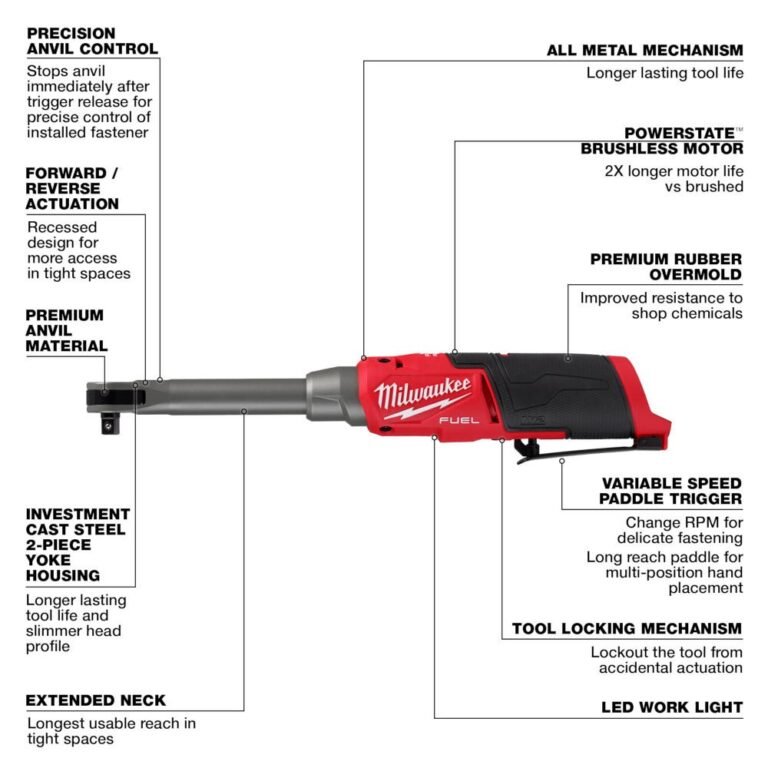 Milwaukee 2569-20 M12 FUEL 3/8″ Extended Reach High Speed Ratchet, Tool Only