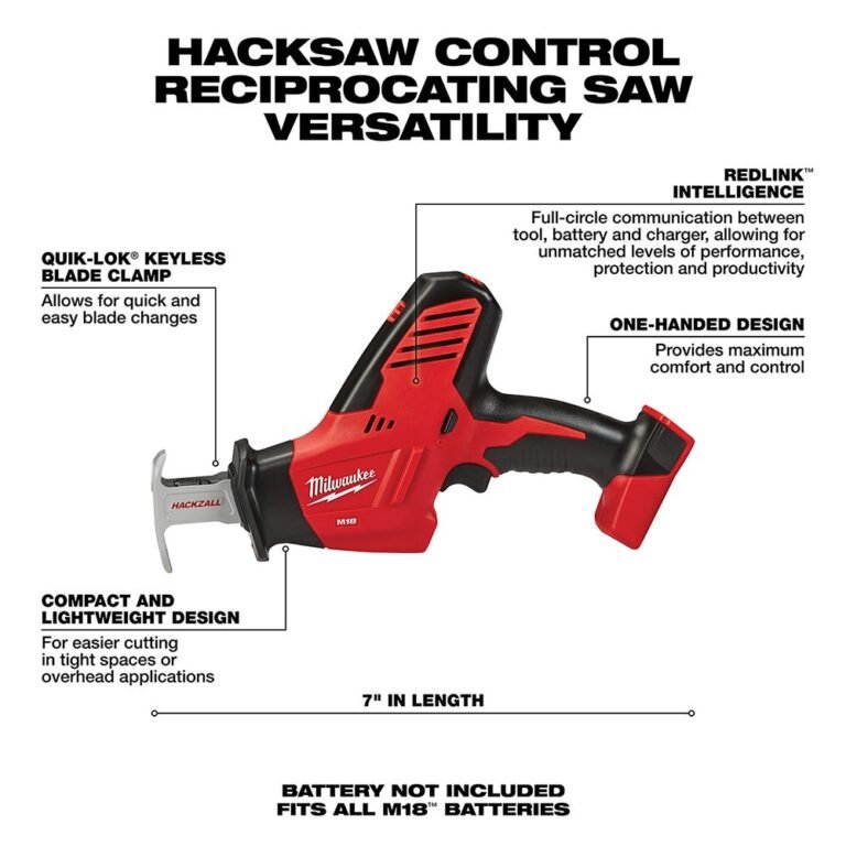 Milwaukee 2625-20 M18 18 Volt Hackzall Cordless One Handed Reciprocating Sawzall, Tool Only