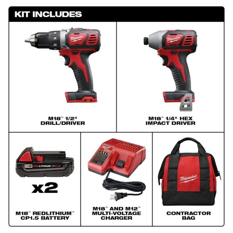 Milwaukee 2691-22 M18 Cordless Impact Driver / Drill Driver 1.5Ah Combo Kit