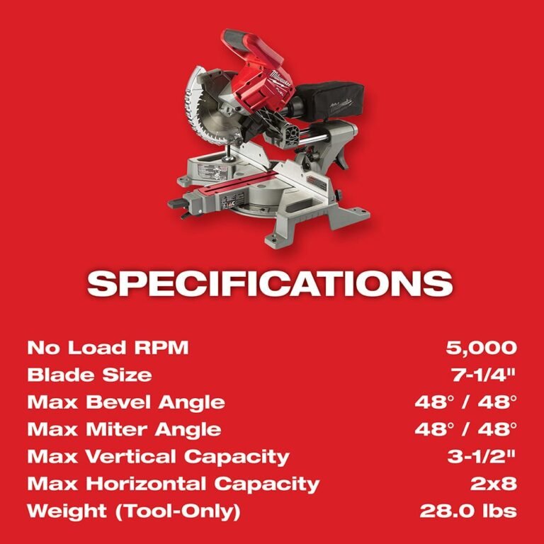 Milwaukee 2733-20 M18 Fuel 7-1/4 Dual Bevel Sliding Compound Miter Saw, Tool Only