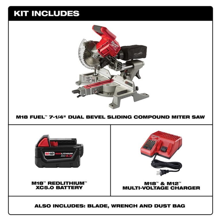 Milwaukee 2733-21 M18 FUEL 7-1/4 Dual Bevel Sliding Compound Miter Saw 5.0Ah Kit