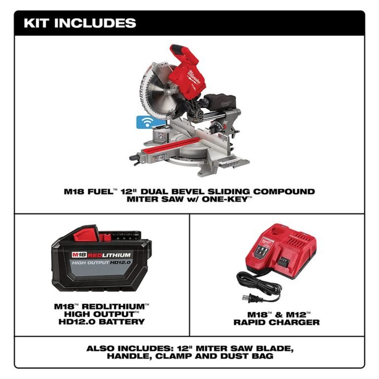 Milwaukee 2739-21HD M18 FUEL 12″ Dual Bevel Sliding Compound ONE-KEY Miter Saw 12.0Ah Kit