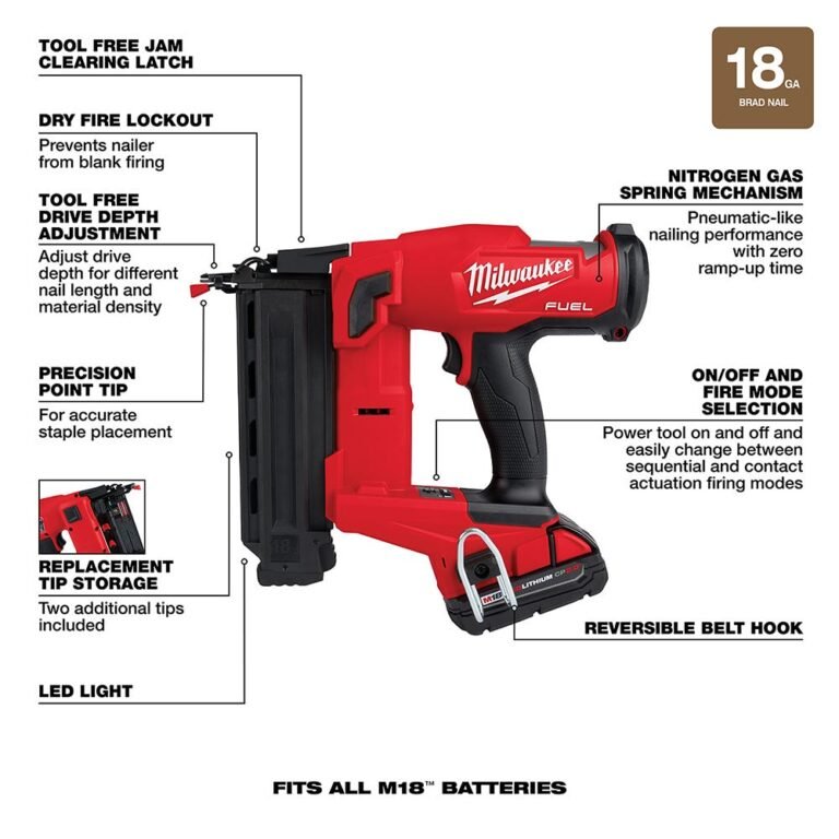 Milwaukee 2746-21CT M18 FUEL Brushless Cordless 18-Gauge Brad Nailer 2.0Ah Kit