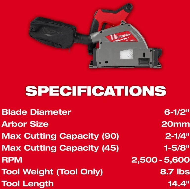 Milwaukee 2831-21 M18 FUEL 6-1/2″ Plunge Track Saw 6.0Ah Kit