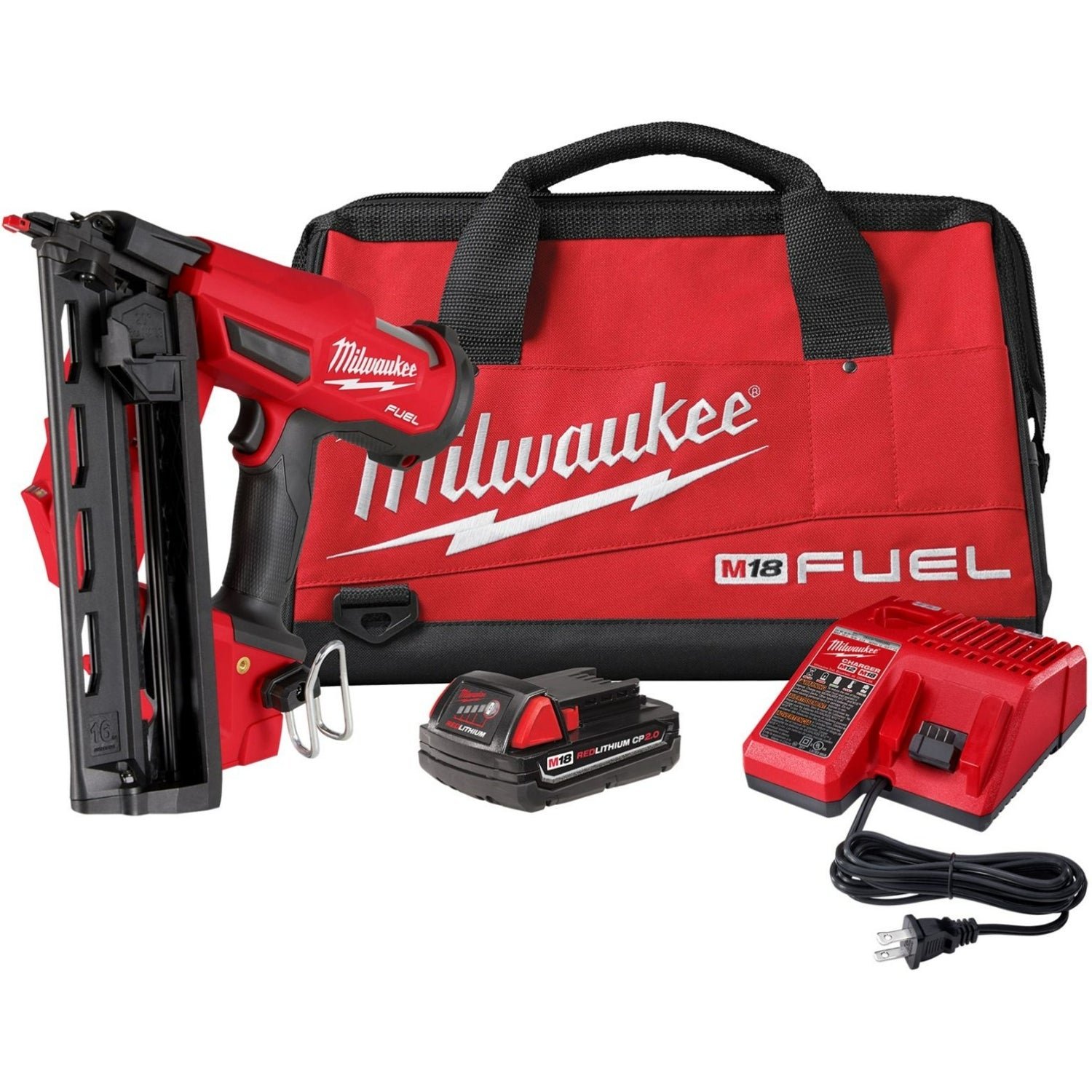 Milwaukee 2841-21CT M18 FUEL 16-Gauge Angled Finish Nailer 2.0Ah Kit