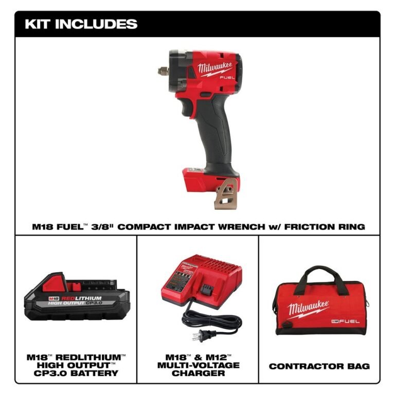 Milwaukee 2854-21HO M18 FUEL 3/8″ Compact Impact Wrench w/ Friction Ring Kit
