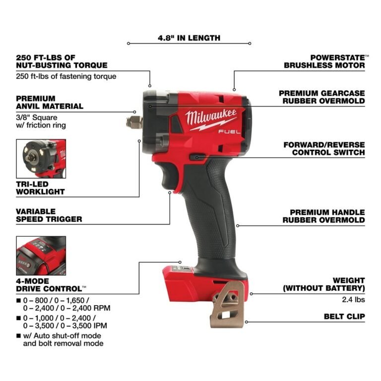 Milwaukee 2854-21HO M18 FUEL 3/8″ Compact Impact Wrench w/ Friction Ring Kit
