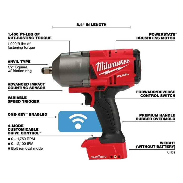 Milwaukee 2863-20 M18 Fuel W/ One-Key High Torque Impact Wrench 1/2″ Friction Ring Bare Tool