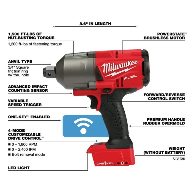 Milwaukee 2864-20 M18 Fuel W/ One-Key High Torque Impact Wrench 3/4″ Friction Ring, Tool Only