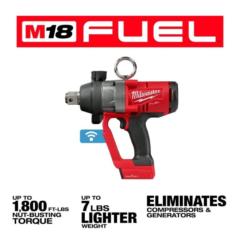 Milwaukee 2867-20 M18 FUEL Cordless Brushless 1″ High Torque Impact Wrench w/ ONE-KEY, Tool Only
