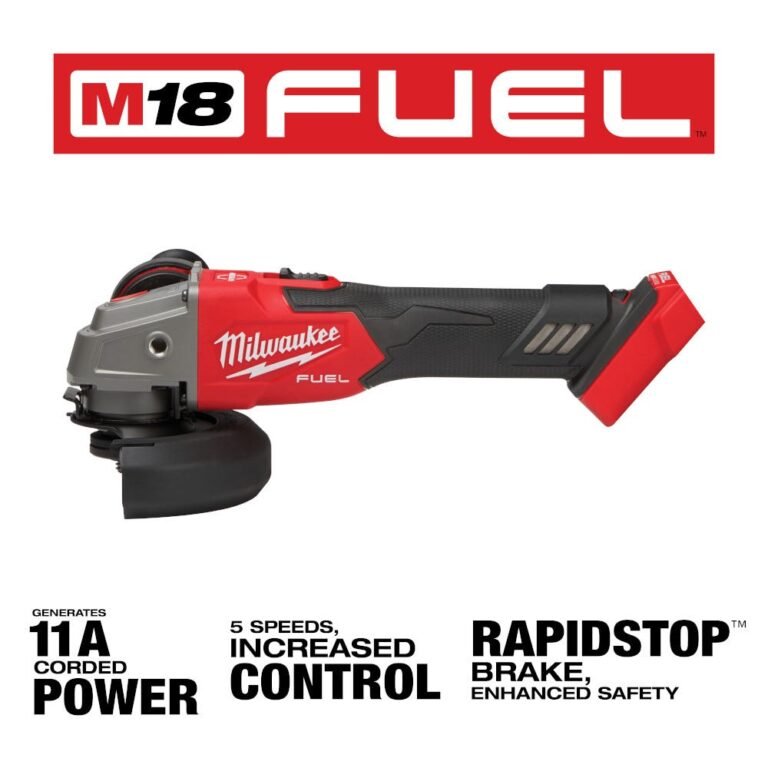 Milwaukee 2889-20 M18 FUEL 4-1/2-in / 5-in Variable Speed Braking Grinder, Slide Switch Lock-On , Tool Only