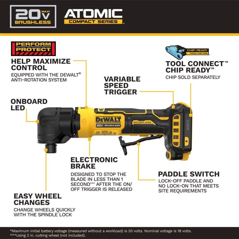 DeWALT DCG422B 20V MAX ATOMIC Right Angle Die Grinder, Tool Only