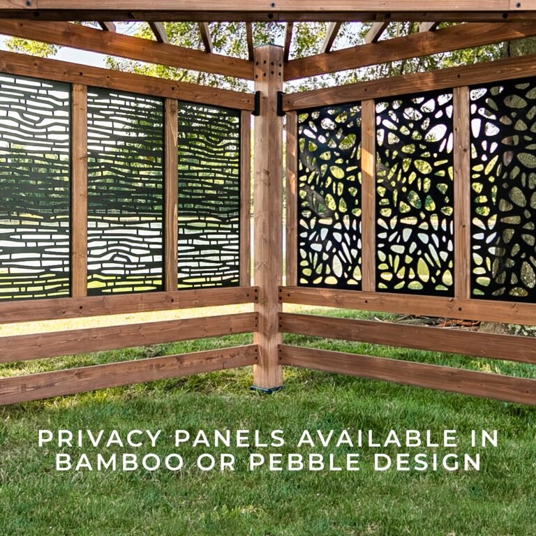 Tuscany Corner Pergola with Conversation Seating – Bamboo Panels