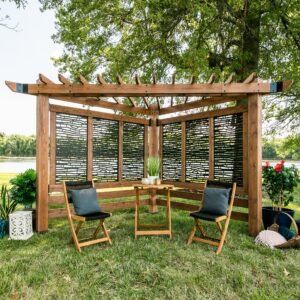Verona Corner Pergola-Bamboo Panels