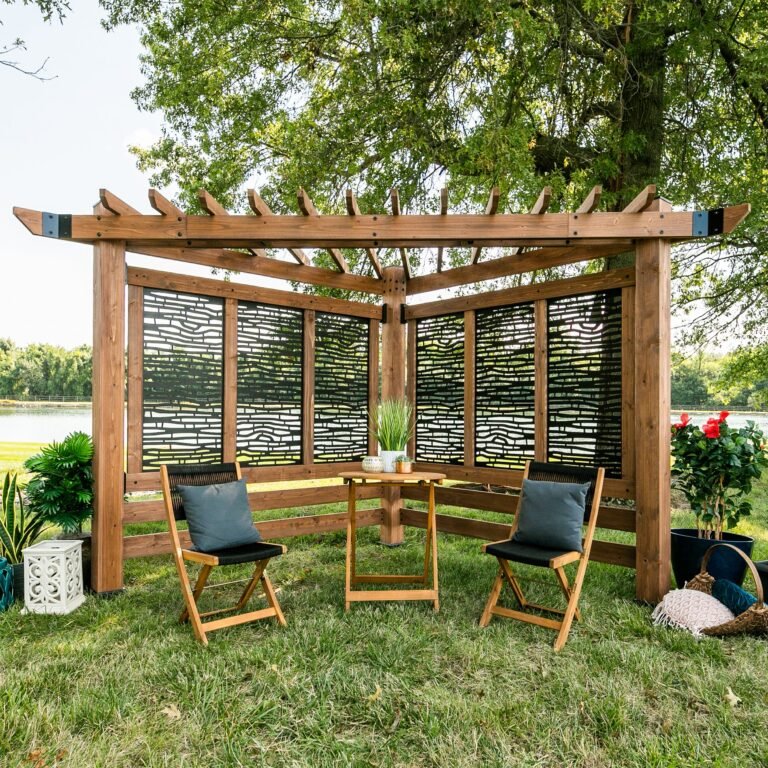 Verona Corner Pergola-Bamboo Panels
