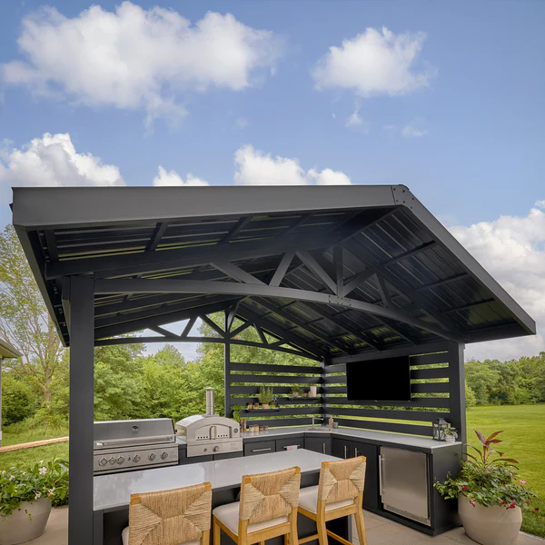 Langston Outdoor Kitchen with Refrigerator and Built-In Appliance Unit