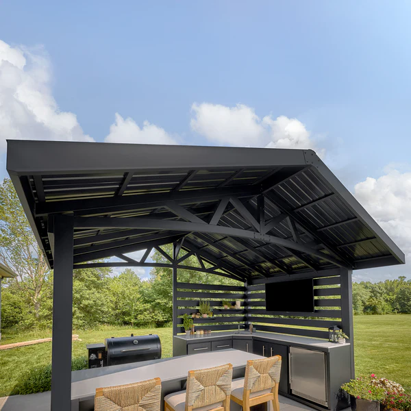 Langston Outdoor Kitchen with Refrigerator and Built-In Appliance Unit
