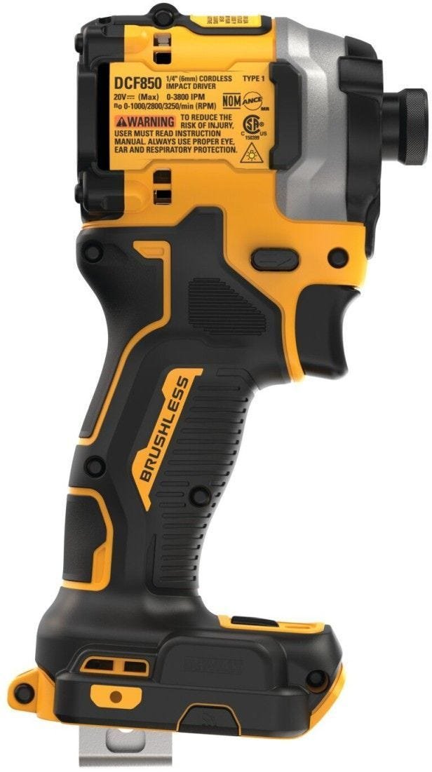 DeWALT DCF850B ATOMIC 20V MAX* 1/4 -in. Brushless Cordless 3-Speed Impact Driver, Tool Only