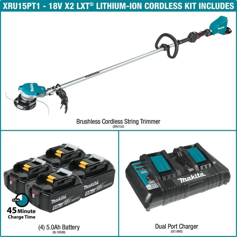 Makita XRU15PT1 18V X2 (36V) LXT Brushless Cordless String Trimmer 5.0Ah Kit with 4 Batteries