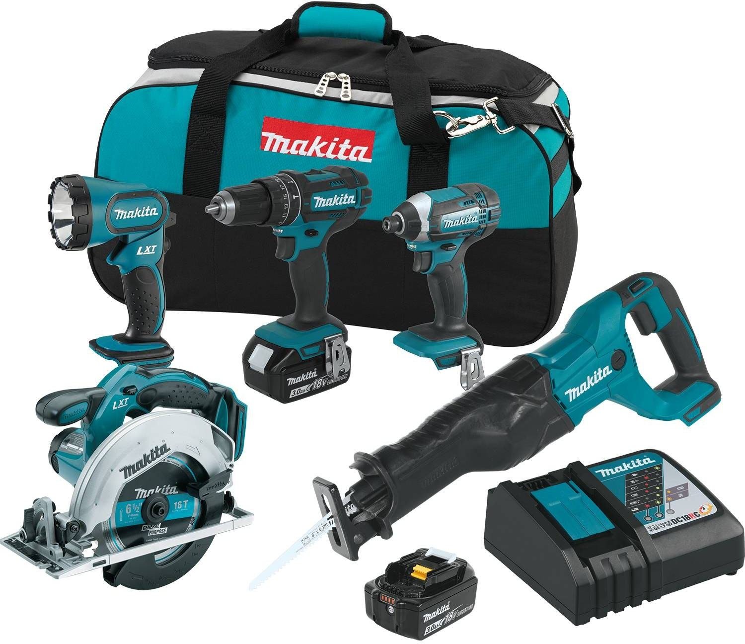 Makita XT505 18V LXT Lithium-Ion Cordless 5-Pc. Combo Kit (3.0Ah)
