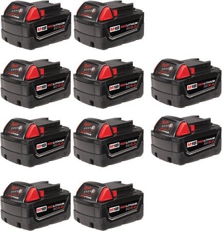 Milwaukee 48-11-1851 M18 Redlithium Xc5 Extended Capacity Battery (10 Pk)