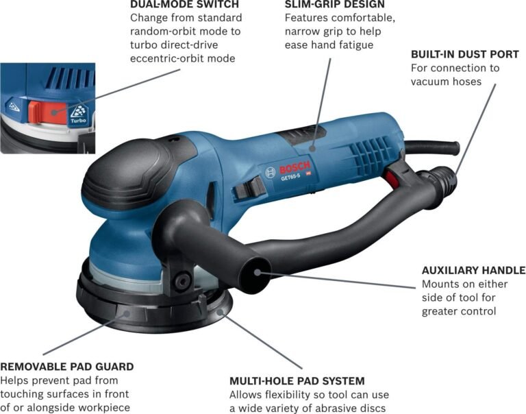 Bosch GET65-5N Corded Dual Speed Multi-Mode 5″ Random Orbit Sander w/ Turbo Mode