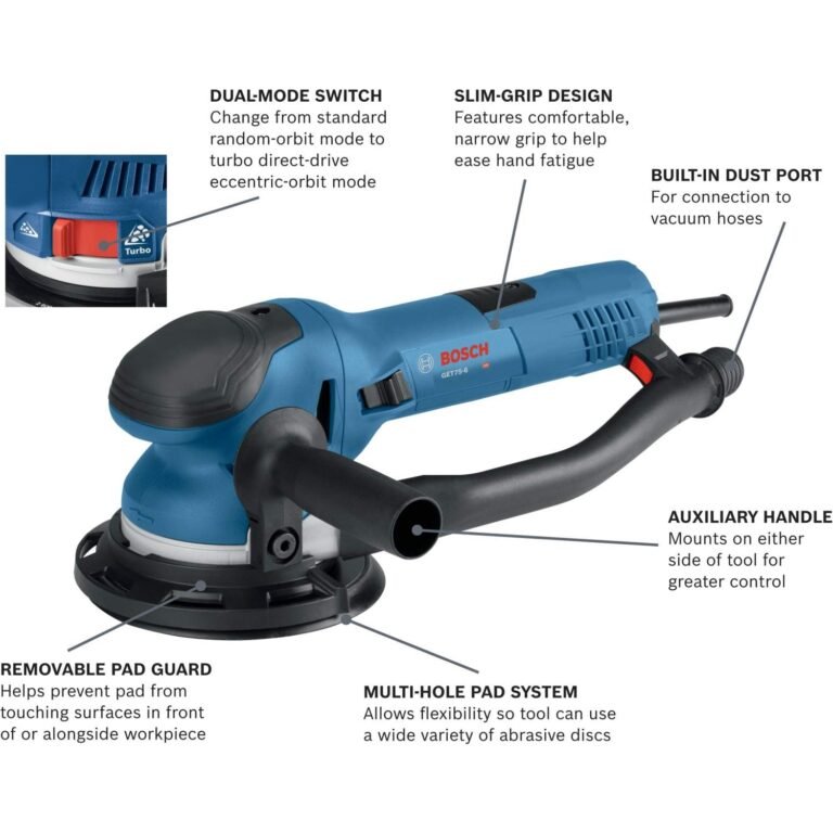 Bosch GET75-6N Corded Dual Speed Multi-Mode 6″ Random Orbit Sander w/ Turbo Mode