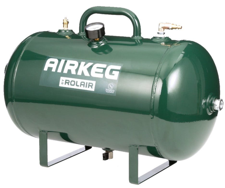 Rolair AIRKEGPLUS Auxiliary 10-Gallon Compressor Tank w/ (4) 3/8 in. NPT Ports